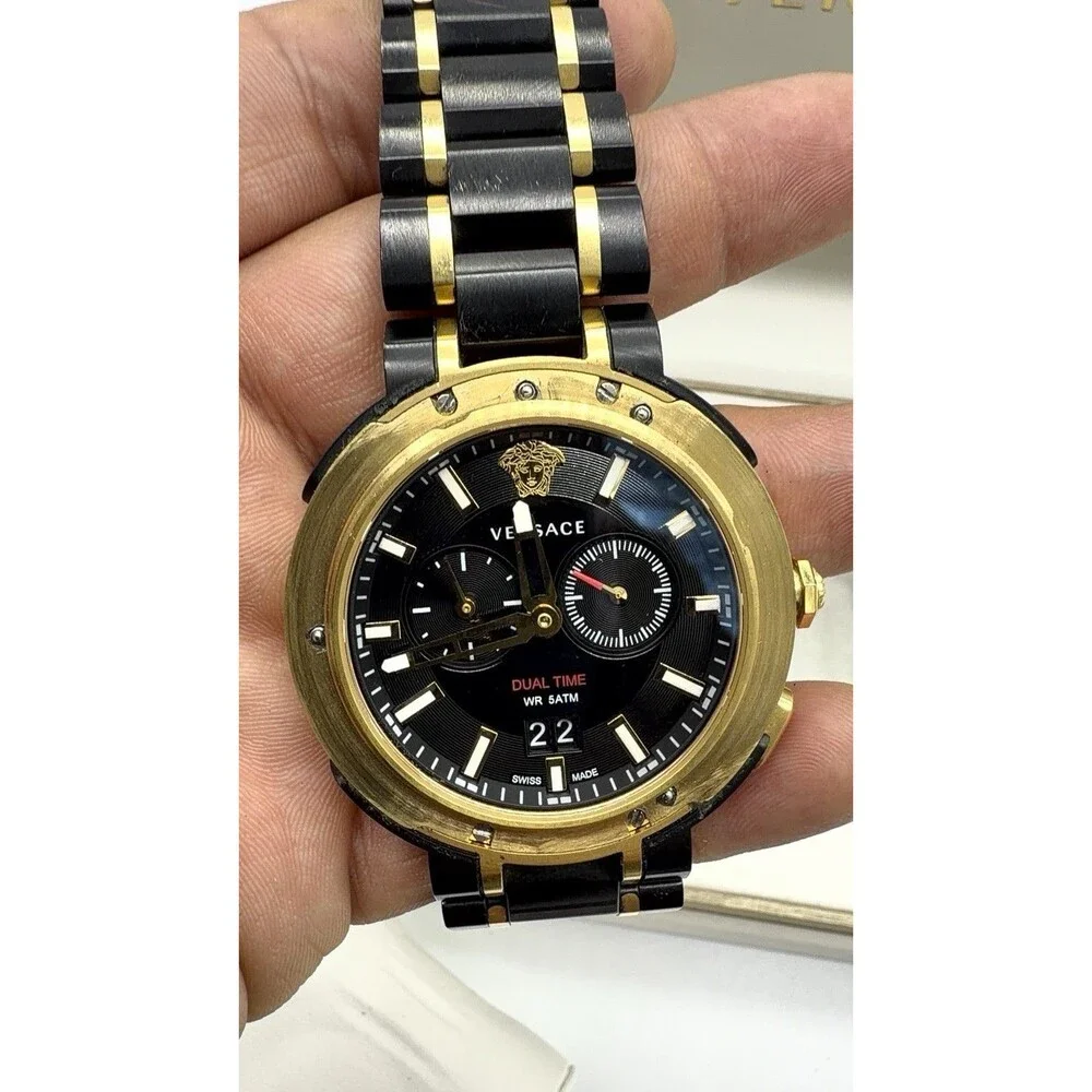 Versace V-Extreme Pro Multifunction Dual Time Watch with Bracelet, Black